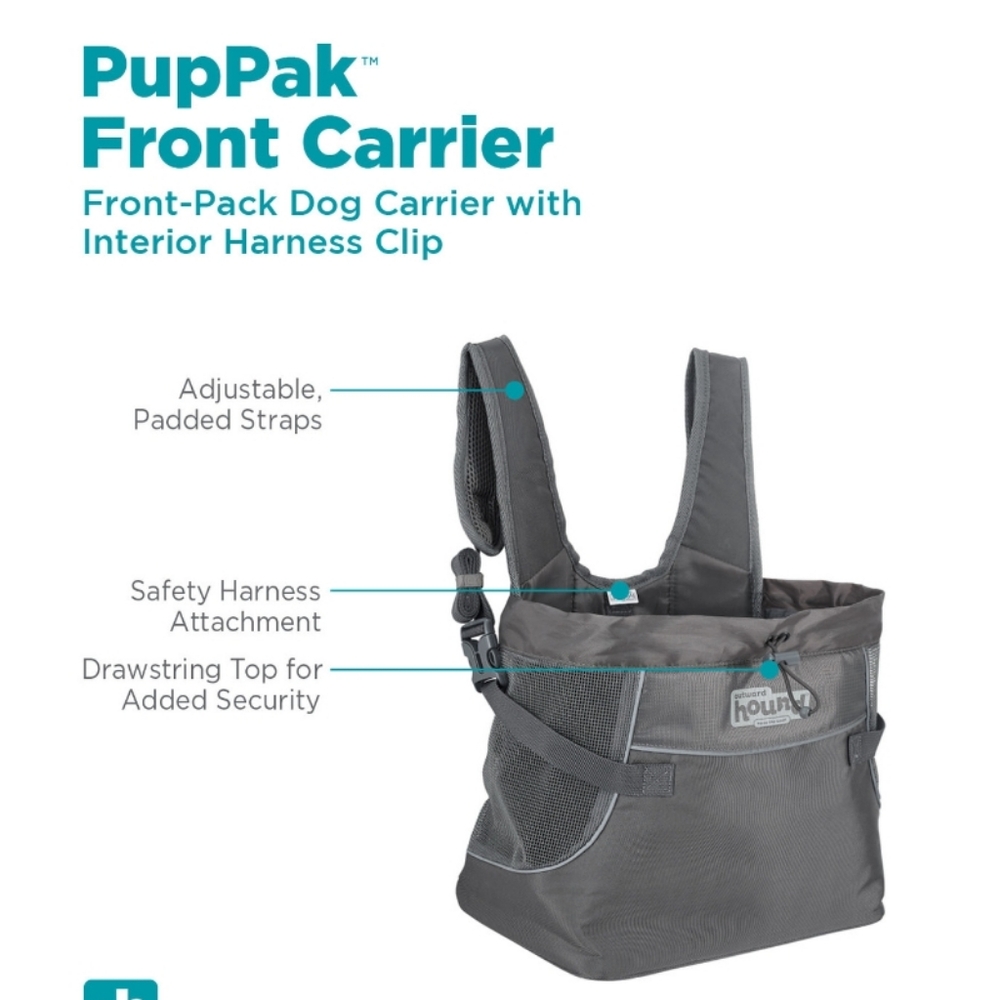 Outward Hound Charcoal PupPak Front Carrier |  Sz Lrg. NWOT